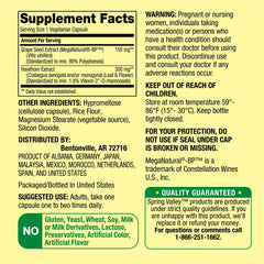 LUAL MegaNatural-BP grape seed extract component highlighted in the supplement formula.