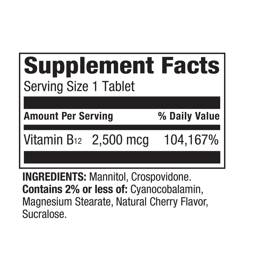 LUAL B12 cherry-flavored tablet for a tasty daily supplement.