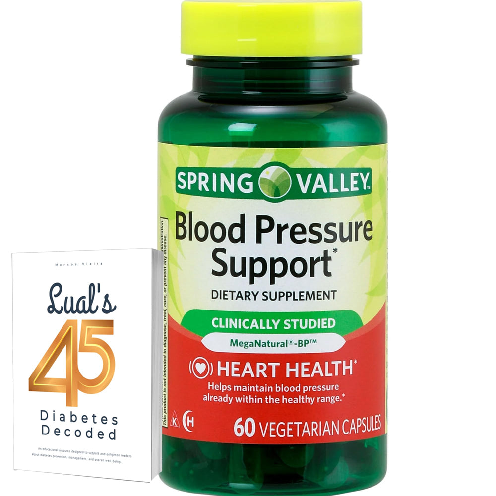 LUAL Spring Valley Blood Pressure Support bottle with 60 veggie capsules for daily wellness.