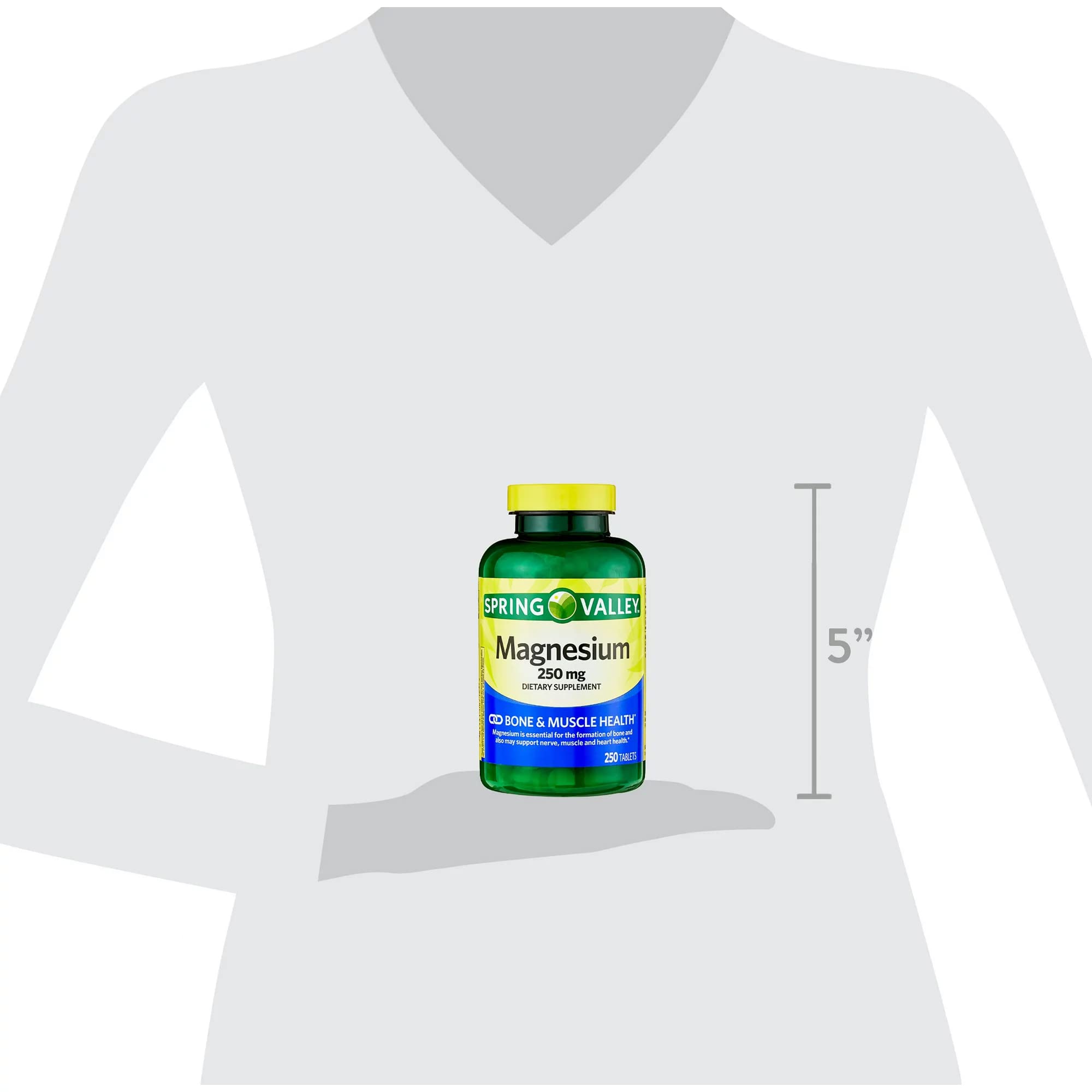 Lual Spring Valley Magnesium tablets on a clean countertop emphasize convenience.
