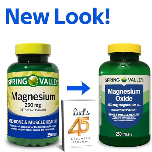 Lual Spring Valley Magnesium tablets show nutrition facts and 250 mg per tablet.