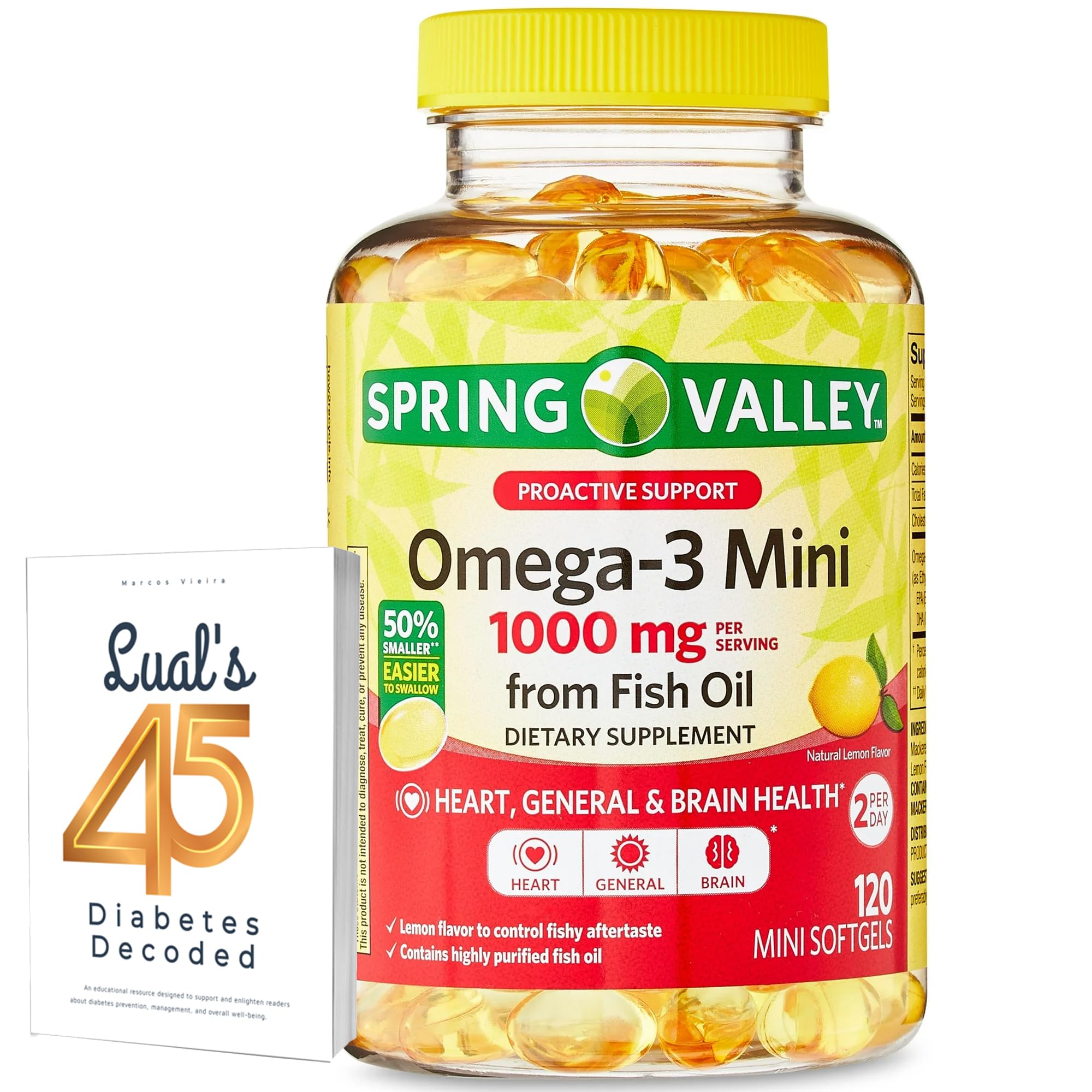 LUAL Spring Valley Omega-3 Mini bottle front for easy daily use.