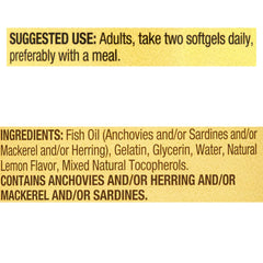 LUAL Spring Valley Omega-3 Mini label highlights non-GMO and gluten-free.