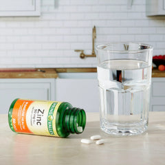 LUAL zinc caplets 50 mg close-up of caplets showing vegetarian formula