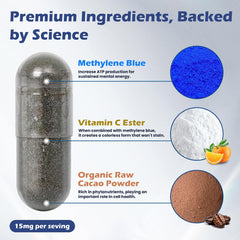 Lucemed Methylene Blue capsules with Vitamin C Ester blend supports balanced energy.