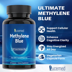 Lucemed Methylene Blue capsules UV-protective bottle preserves freshness for steady daily use.