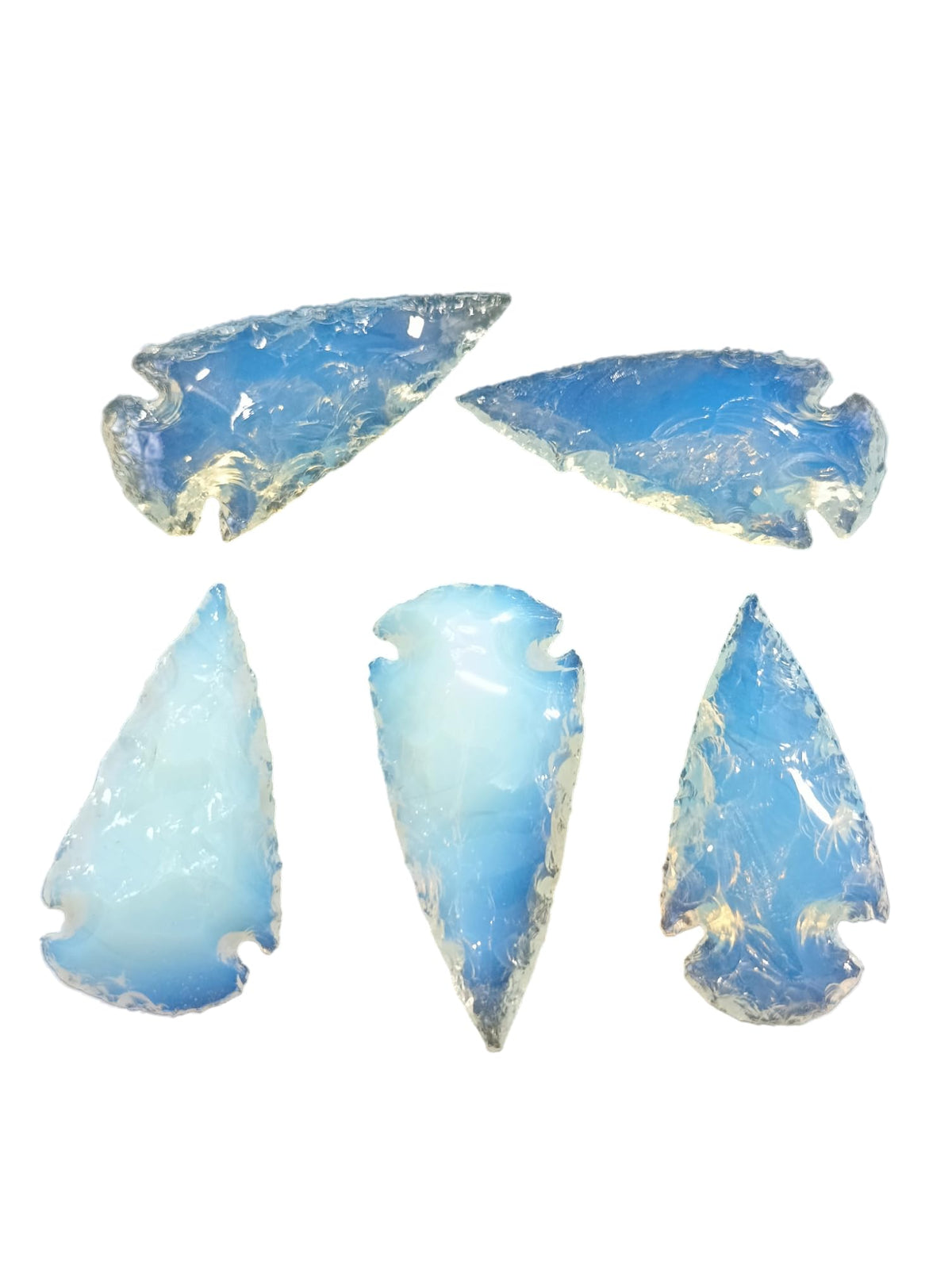 Luck Agate opalite obsidian arrowhead, 3-inch, protective grounding crystal for calm.