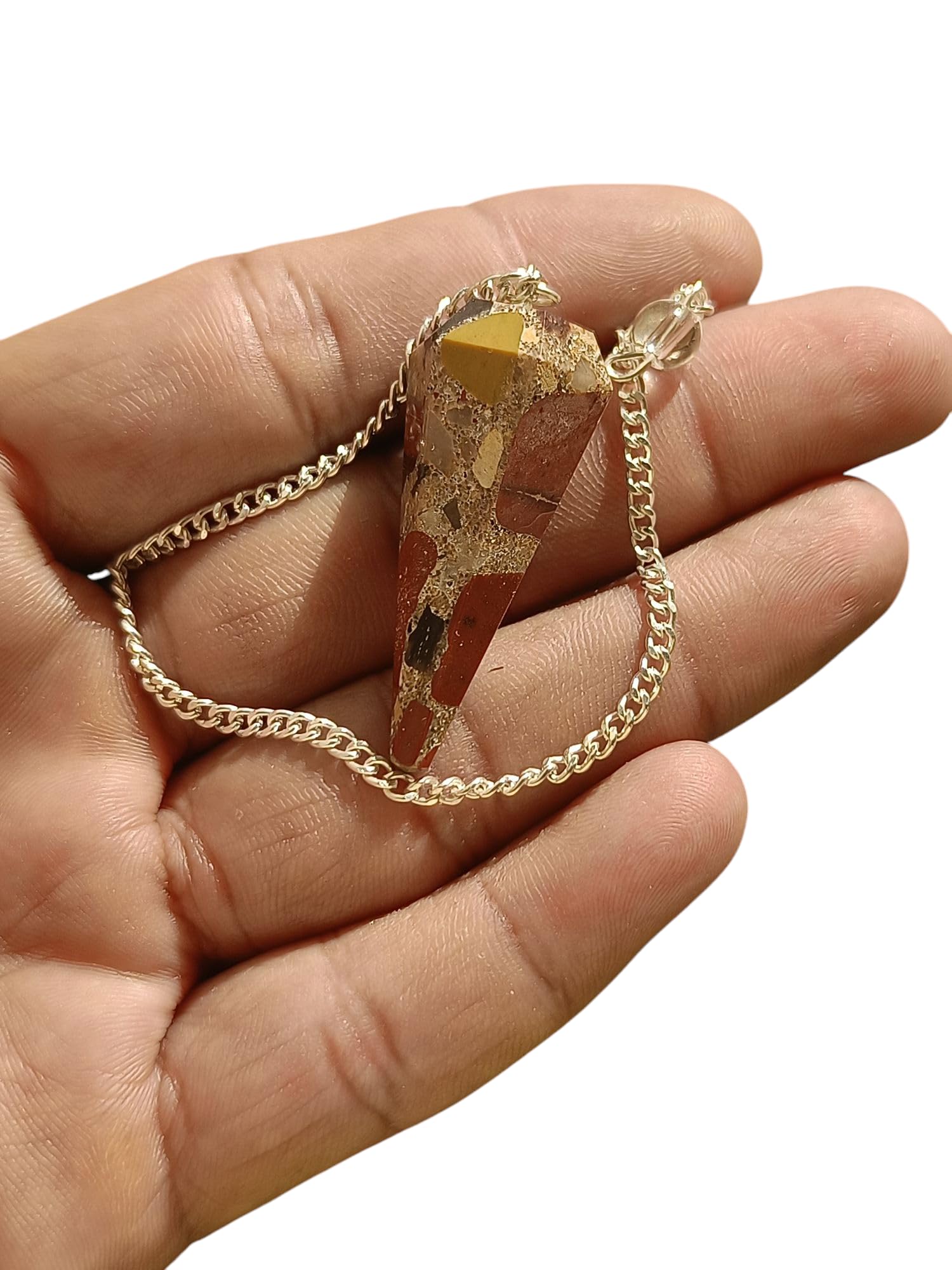 Luck Agate pendulum packaging in velvet bag and gift box for gifting and safekeeping.