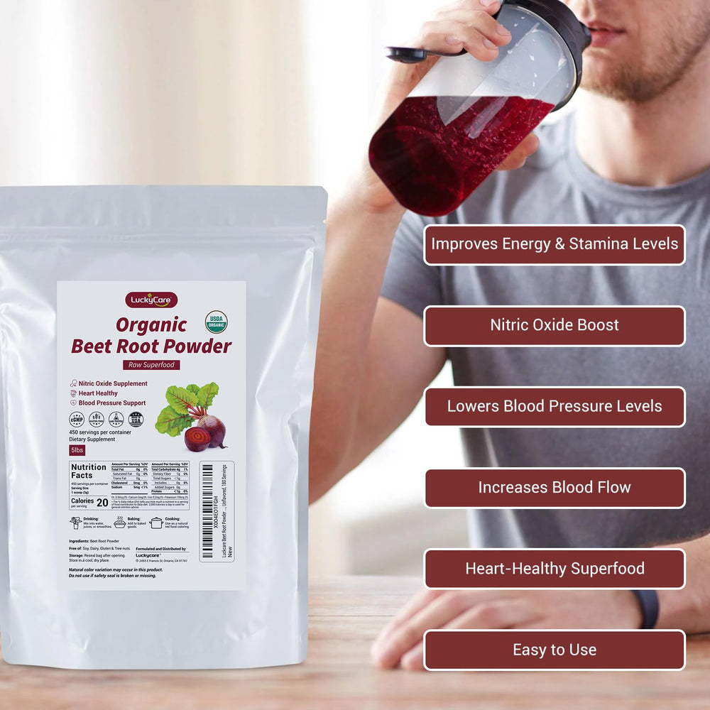 Luckycare beet root powder smoothie mix ideal for breakfast or pre-workout