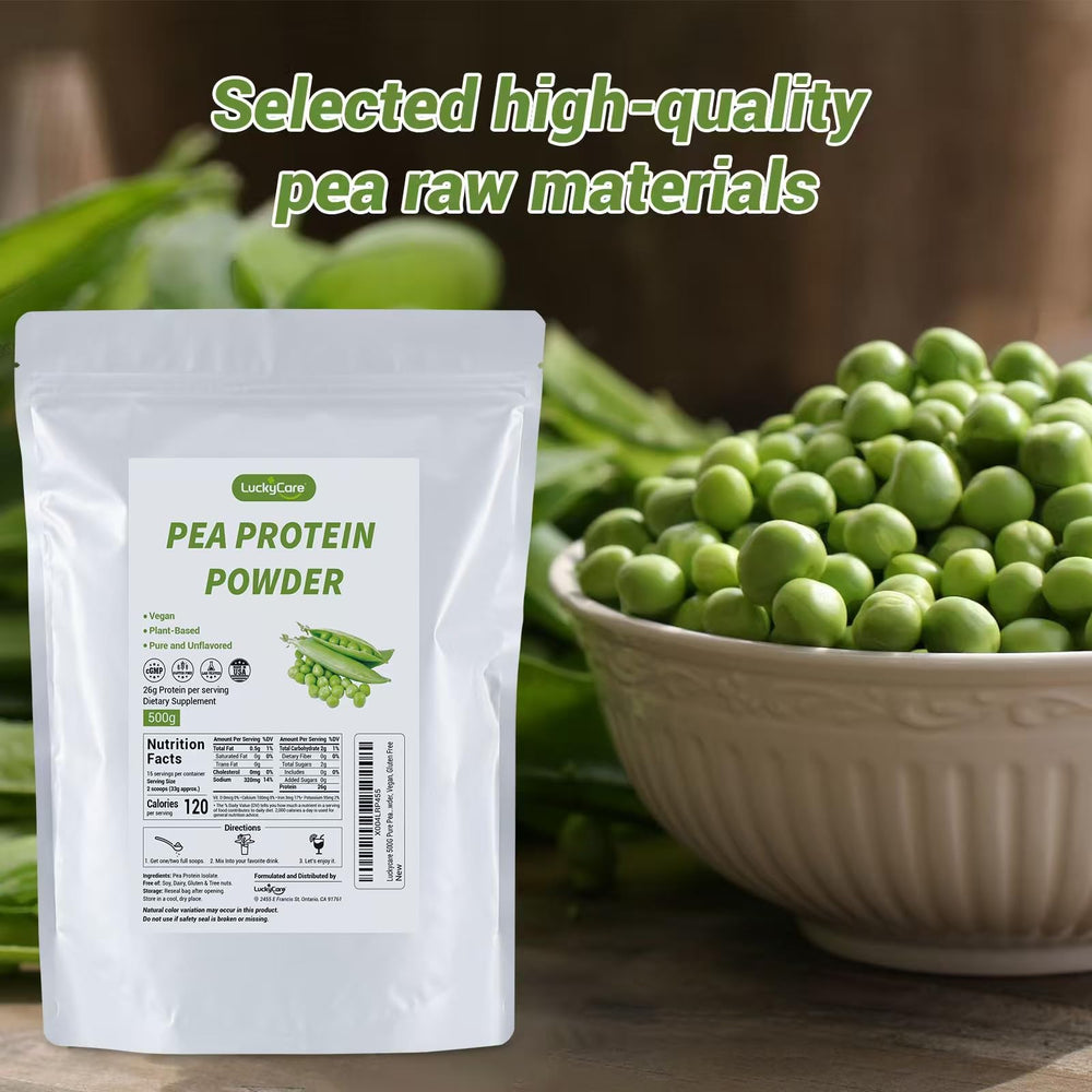 Luckycare pea protein powder blends smoothly into oats for a protein-forward breakfast.