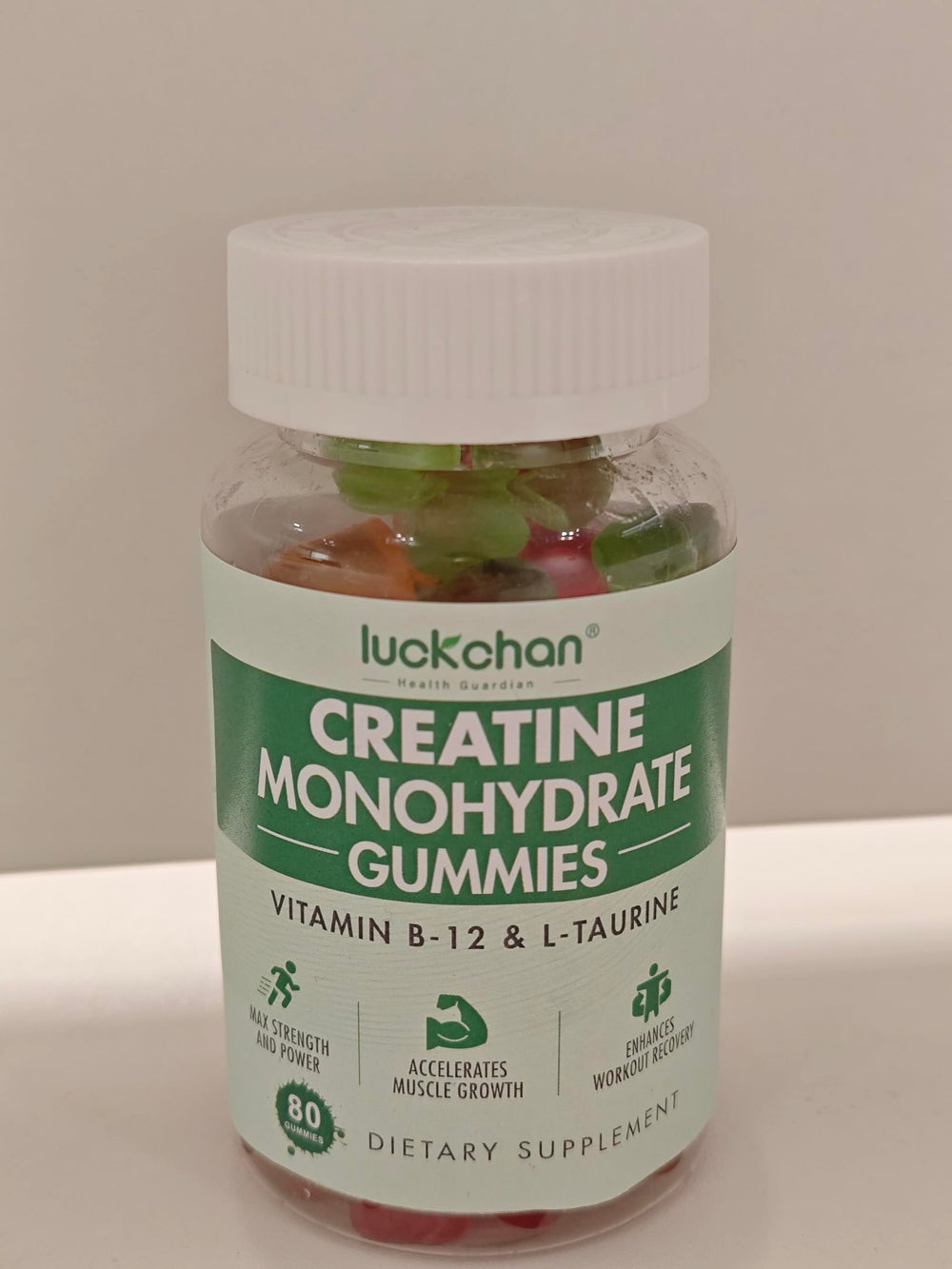 LUCKCHAN label highlights vegan, gluten-free, and sugar-free qualities.