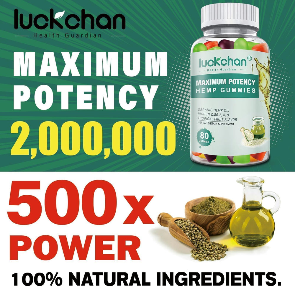 LUCKCHAN hemp gummies label shows clean ingredients and purity