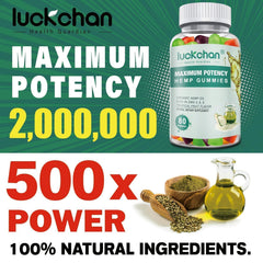 LUCKCHAN hemp gummies label shows clean ingredients and purity