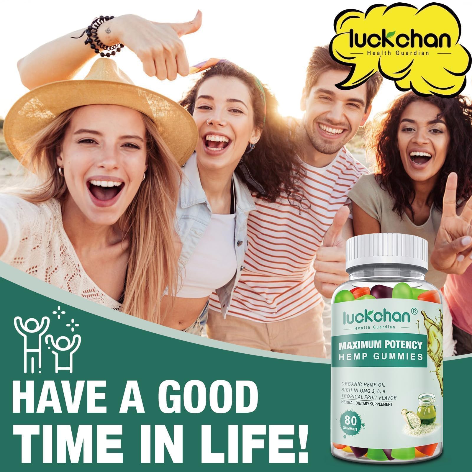 LUCKCHAN organic hemp Colorado bottle emphasizing organic Colorado hemp sourcing.