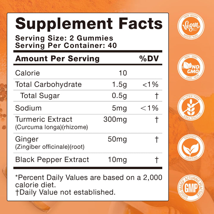 LUCKCHAN turmeric curcumin gummies ginger close up highlighting flavor and aroma.