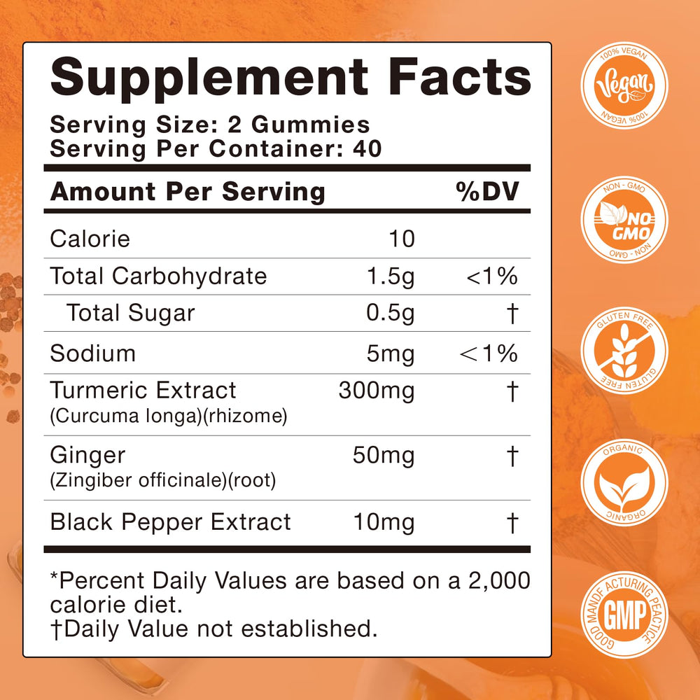 LUCKCHAN turmeric curcumin gummies ginger close up highlighting flavor and aroma.