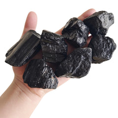 Luckeeper black tourmaline rough stones 1lb for meditation and energy clearing.