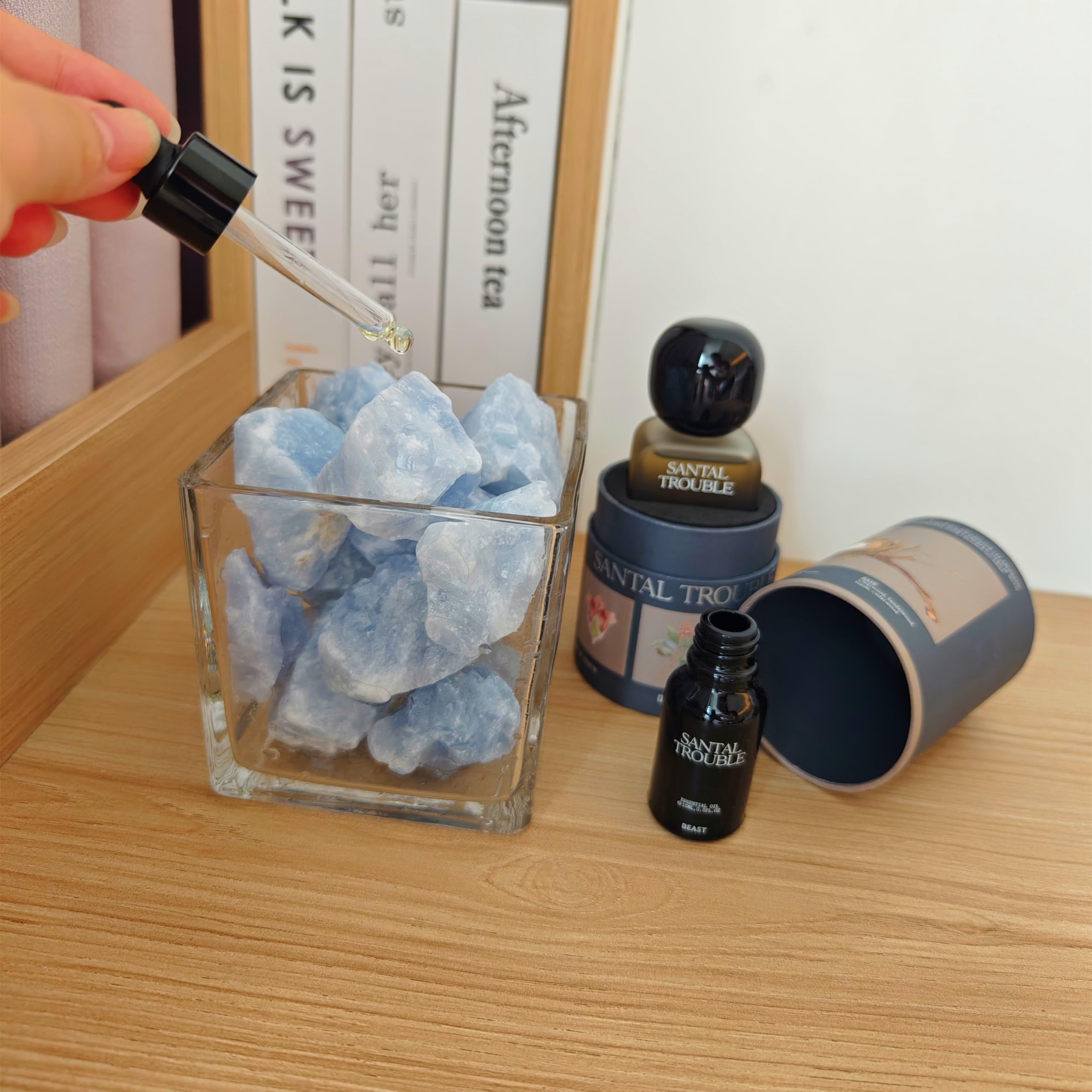 Luckeeper blue calcite pieces for altar decoration and energy work