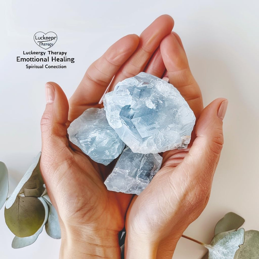 Luckeeper raw blue calcite crystals for crystal healing practices