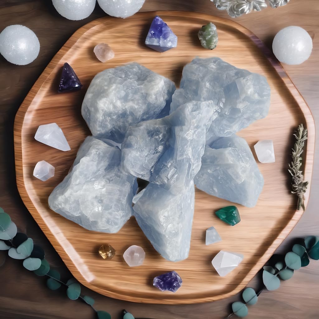 Luckeeper blue calcite raw crystals ideal for tumbling and jewelry making