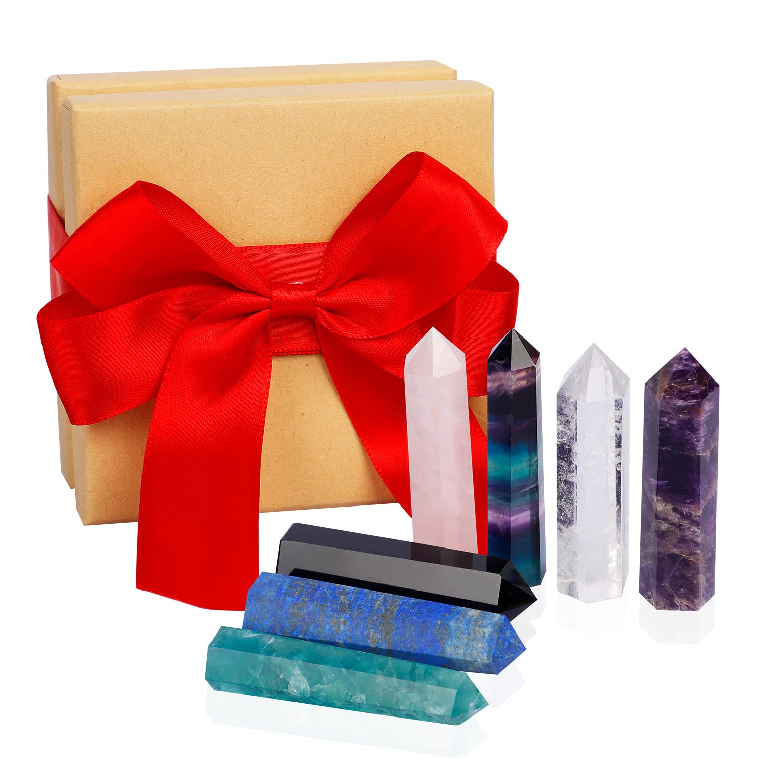 Luckeeper Seven-piece crystal wand set, polished for mindful rituals and decor.