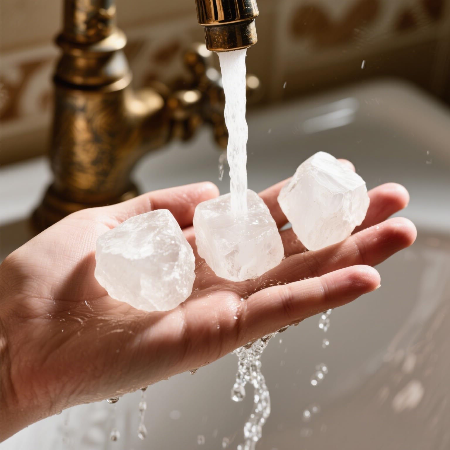 Luckeeper rough clear quartz stones for polishing and mindful practice.