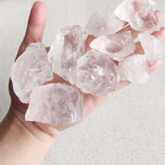 Luckeeper rough crystals for raw clear quartz suitable for tumbling and jewelry making.