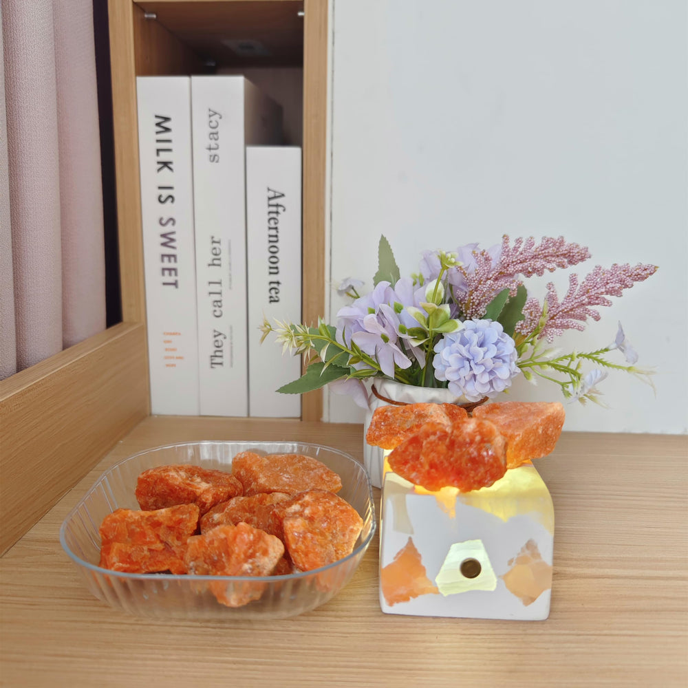 Luckeeper sunstone rough stones support energy cleansing and mood improvement rituals.