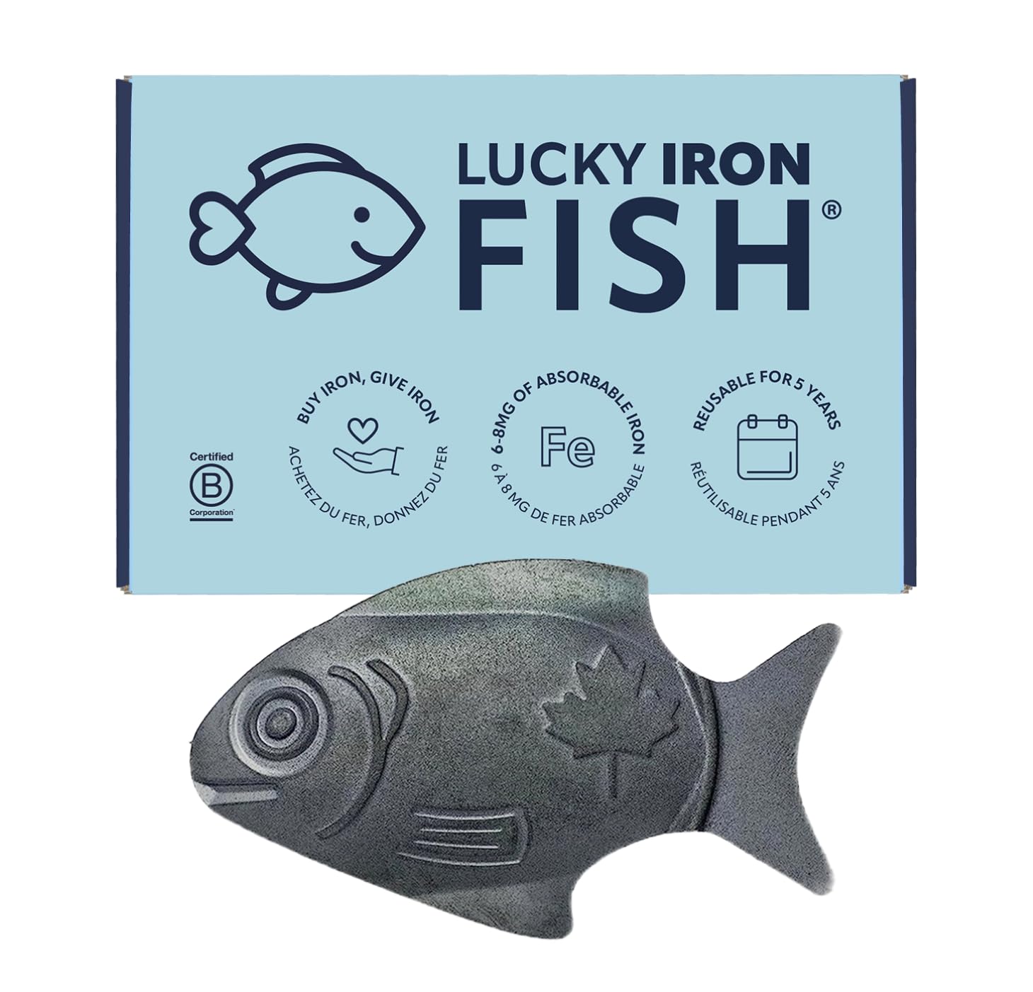 Lucky Iron Fish bottle pour image showing easy daily iron fortification for drinks and meals