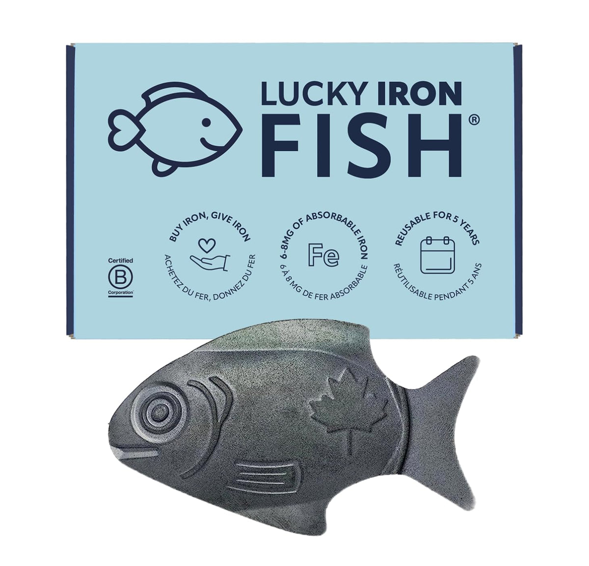 Lucky Iron Fish bottle pour image showing easy daily iron fortification for drinks and meals