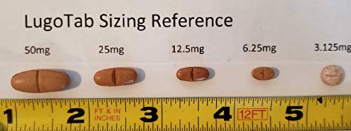 LugoTab packaging with quality-control seal indicating non-GMO, filler-free formulation.