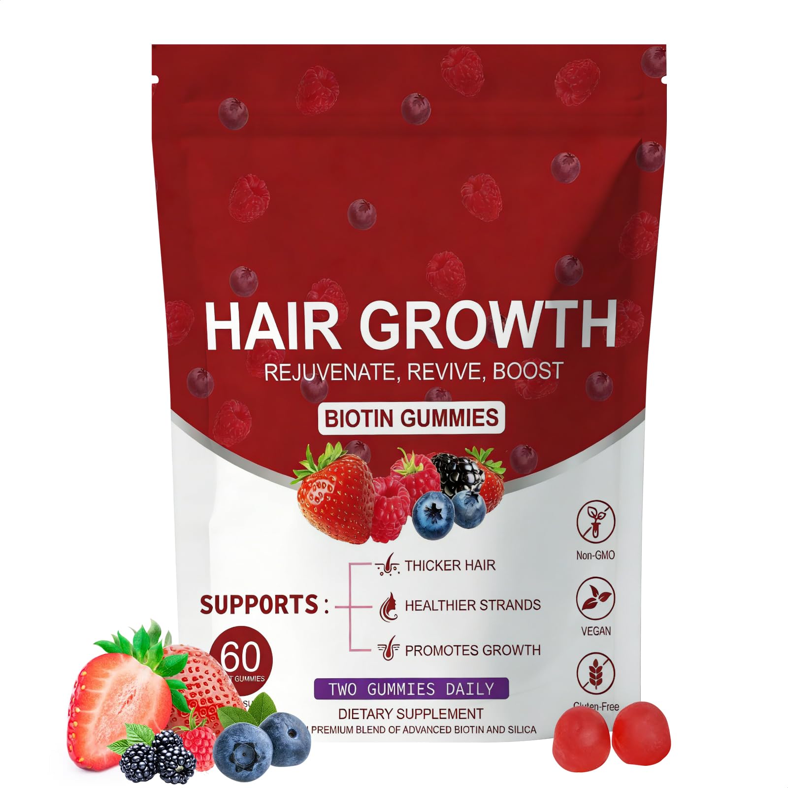LUIMOLL Lumin Hair Growth Gummies bottle front showing convenient daily nourishment in mixed berry.