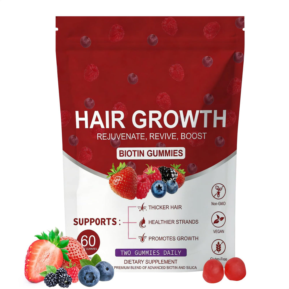 LUIMOLL Lumin Hair Growth Gummies bottle front showing convenient daily nourishment in mixed berry.