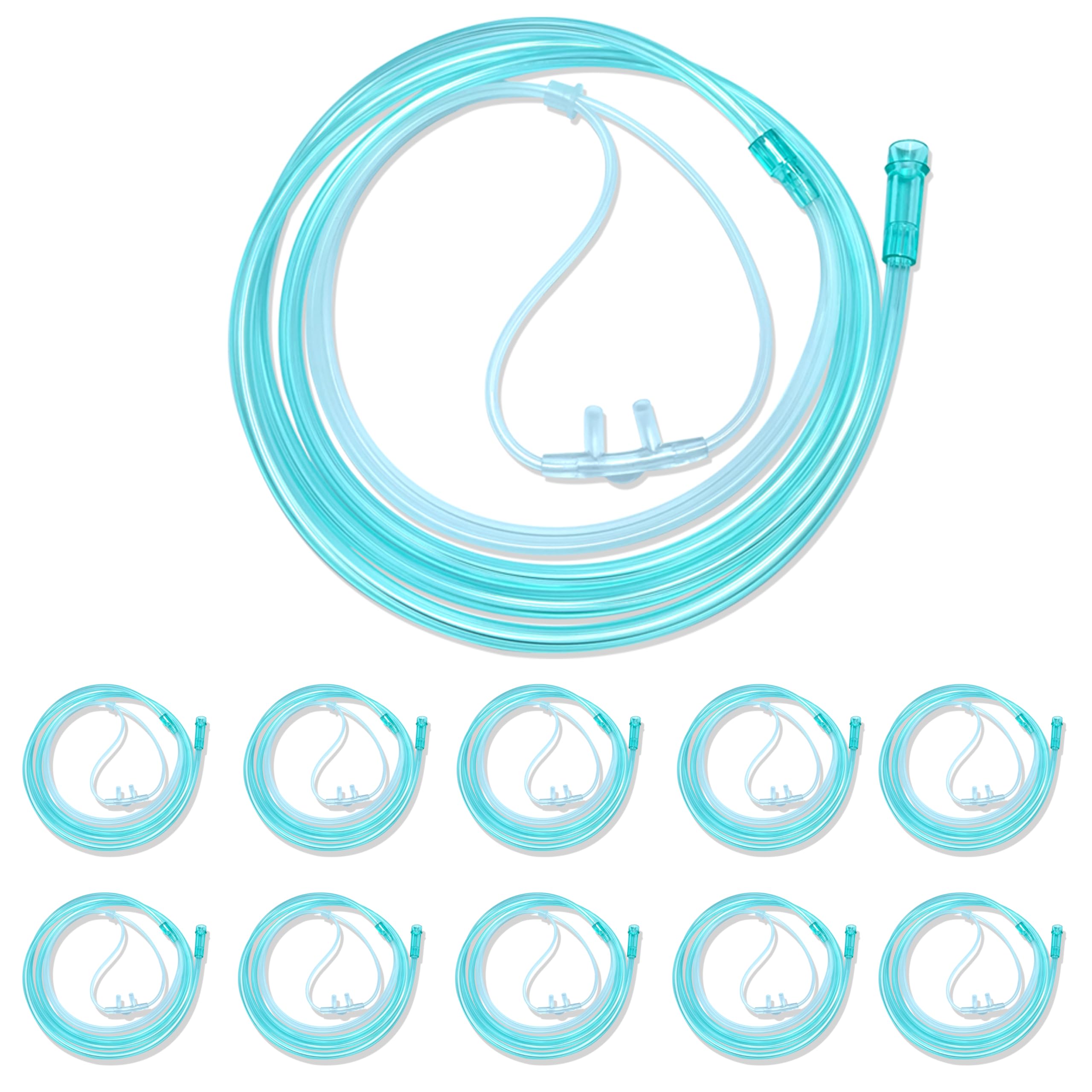 Luisddi nasal cannula 10-pack with 7 ft green tubing for everyday comfort