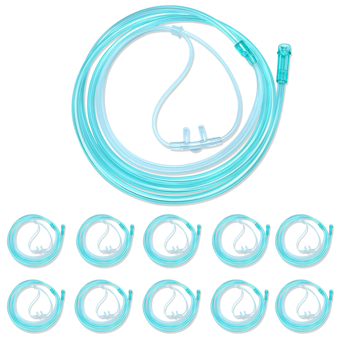 Luisddi nasal cannula 10-pack with 7 ft green tubing for everyday comfort