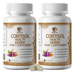 Lukaree 10-in-1 cortisol supplements bottle for daily balance.