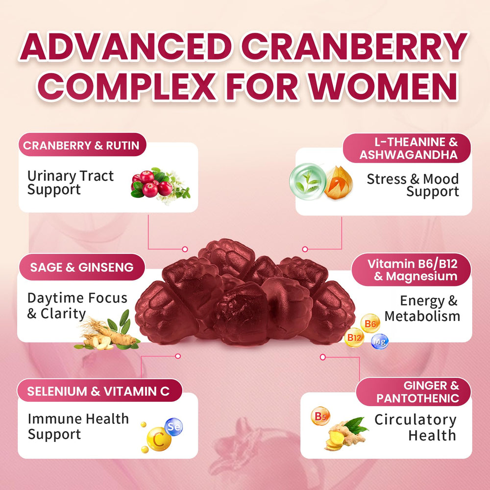 Box packaging of Lukaree Cranberry Gummies highlighting the 14-in-1 formula.