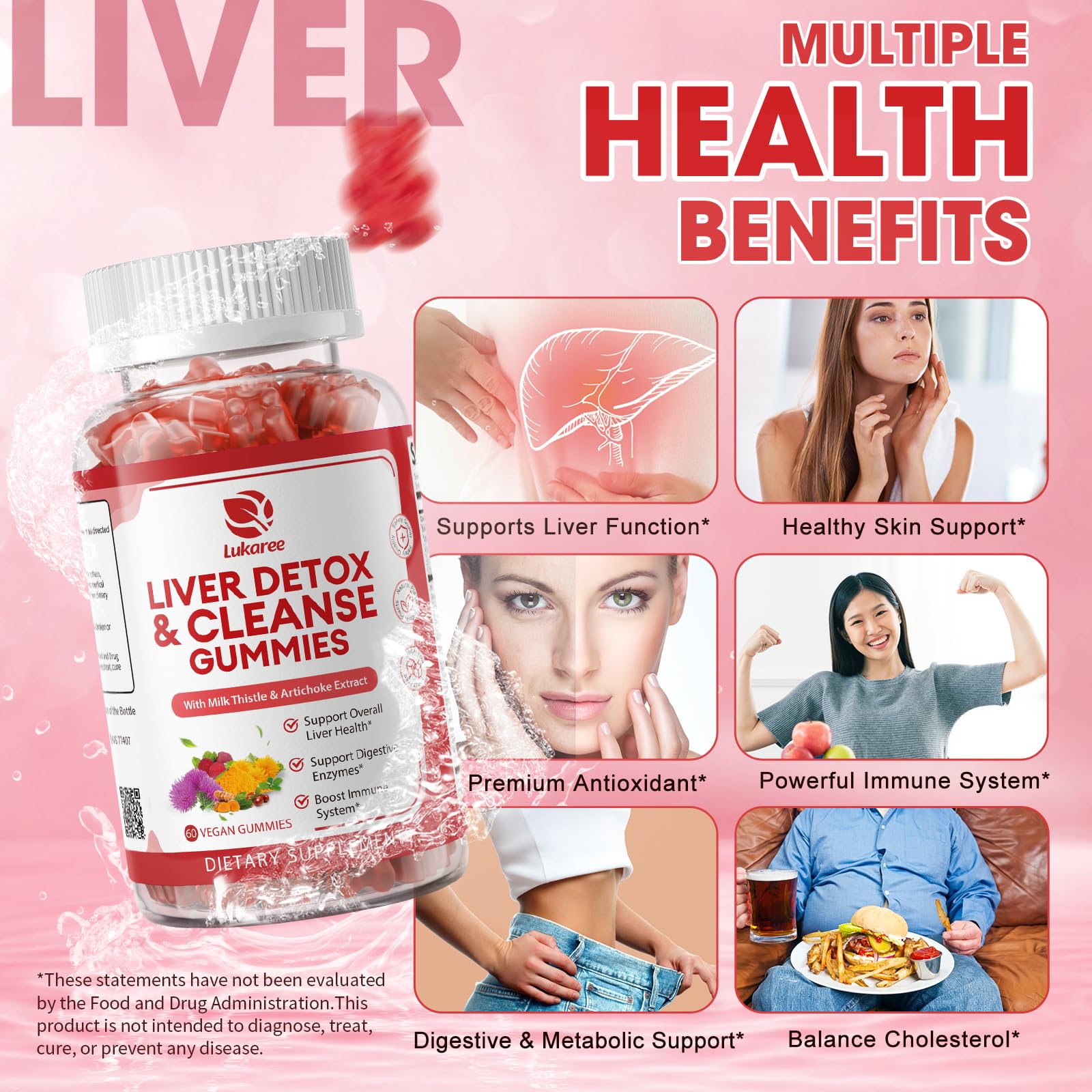 Lukaree Liver Cleanse label close-up showing raspberry flavor and vegan formula