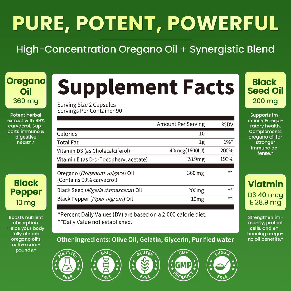 Lukaree oregano oil capsules pour showing serving reliability for consistent dosing.