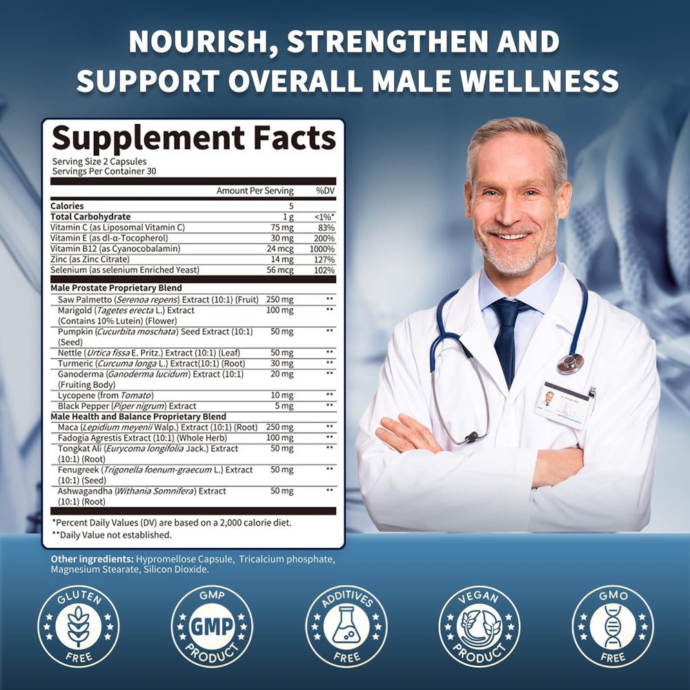 Lukaree Prostate Health capsules daily dose image illustrating two capsules per day