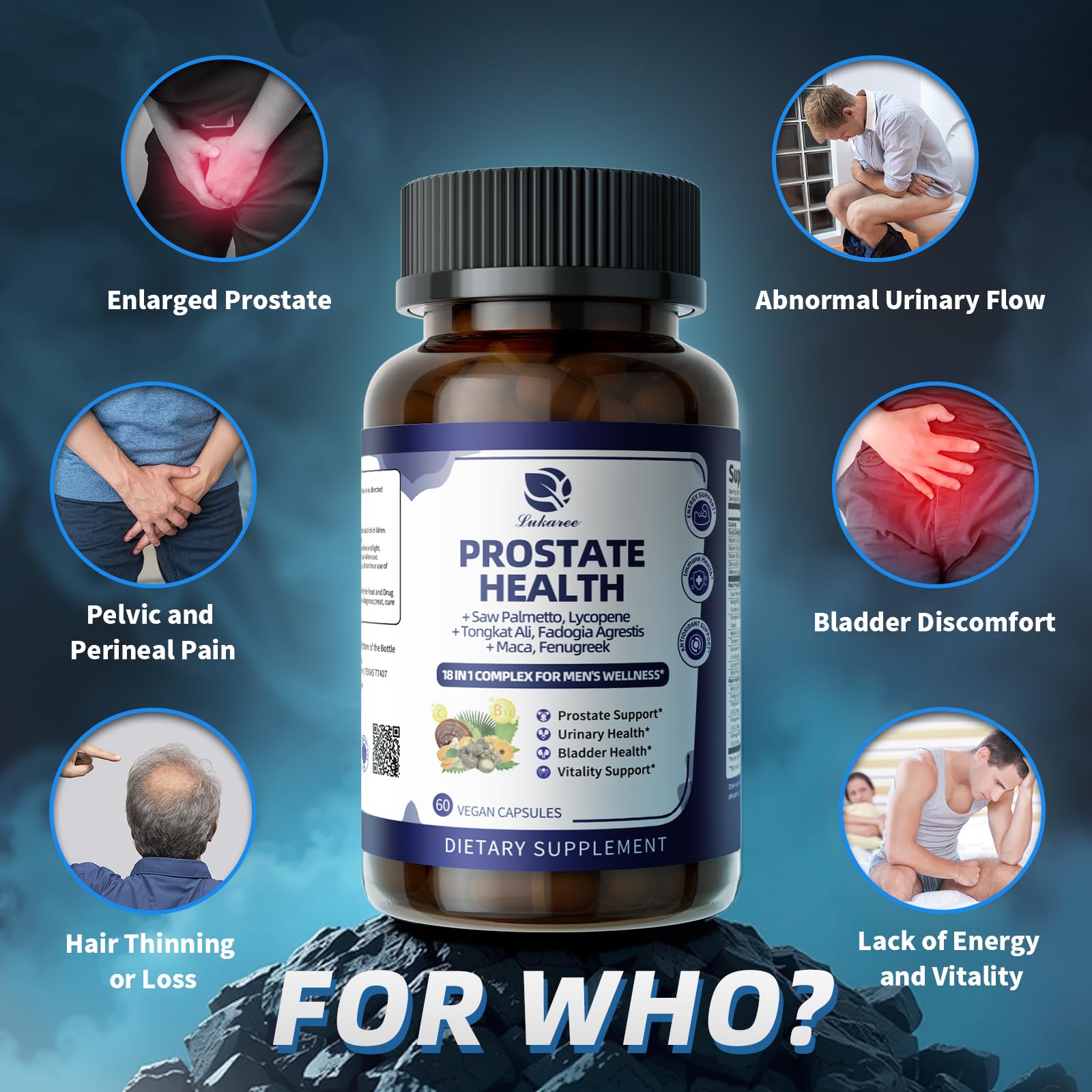 Lukaree Prostate Health Reishi image indicating immune and daily balance support