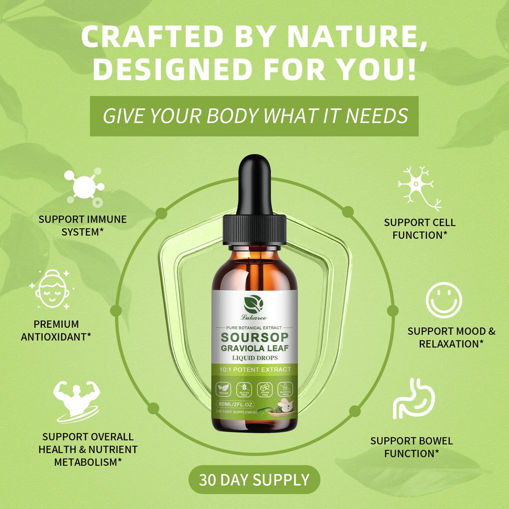 Lukaree Pure Soursop Leaves Drops applicator close-up showing easy daily use