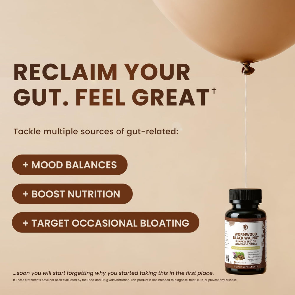 Lukaree Wormwood Black Walnut Cleanse tablets daily dose displayed for simple regimen.