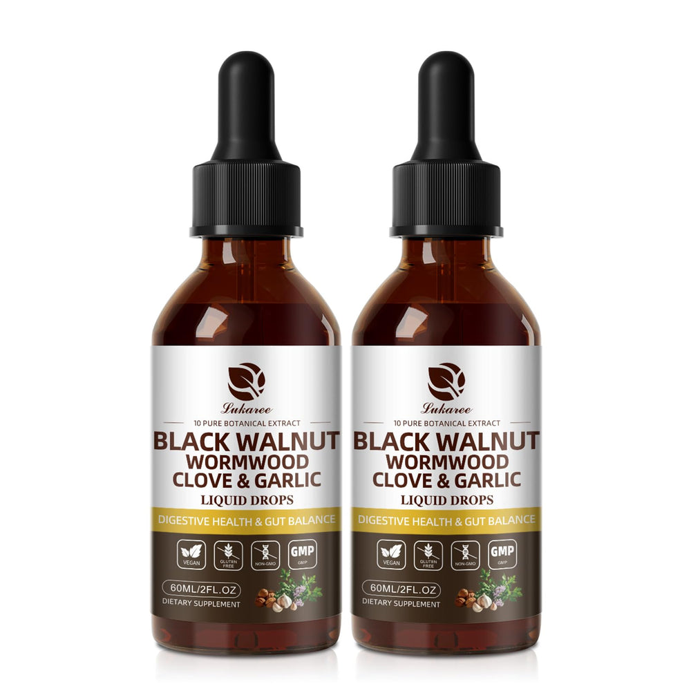 Lukaree Wormwood Black Walnut Clove tincture bottle for daily gut support