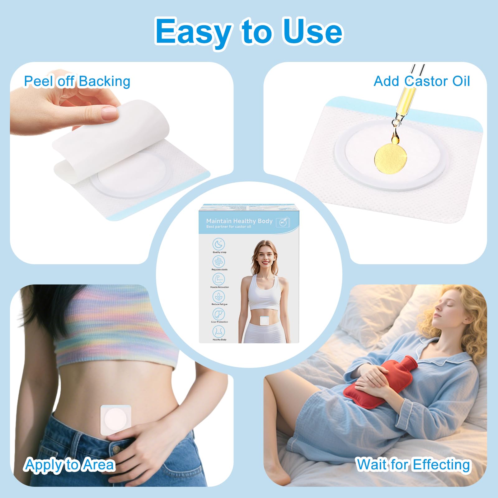 LukToMao Castor Oil Patch breathable fabric for extended wear