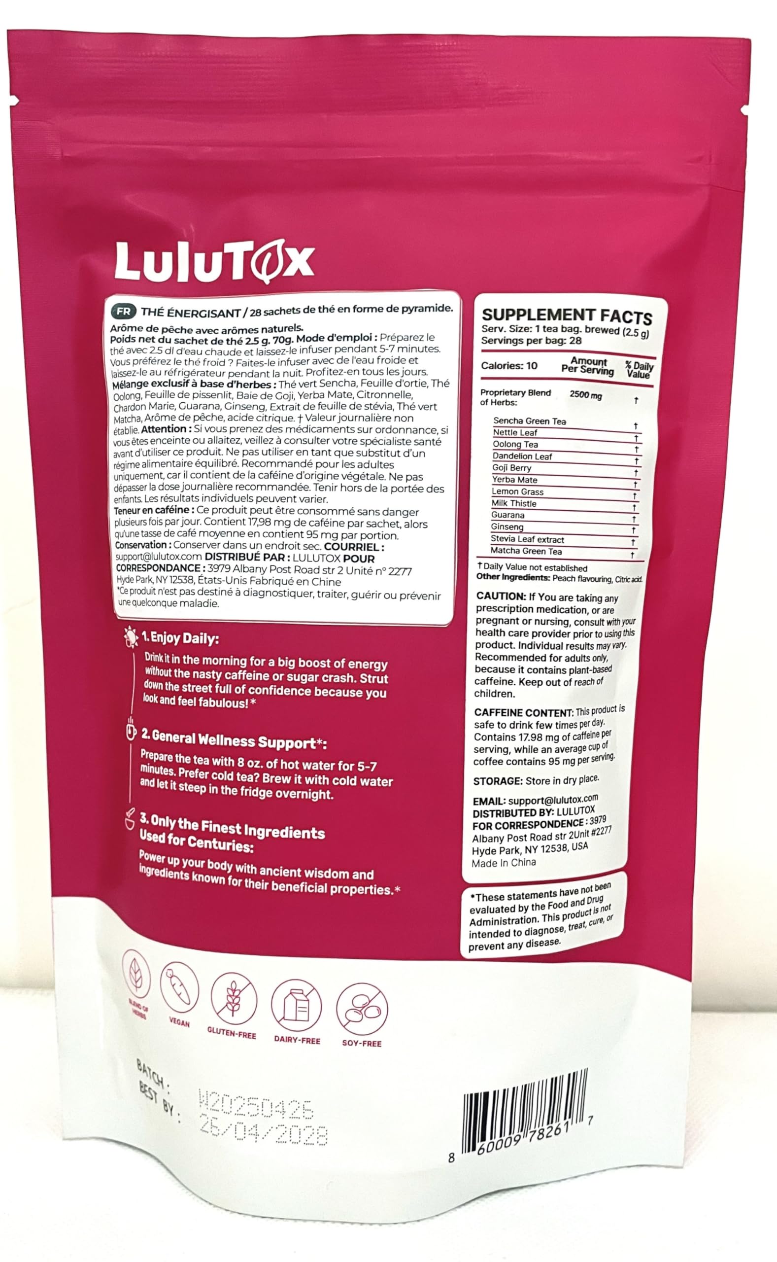 LULUTOX Detox Tea Peach brewing scene illustrates easy, daily tea routine.