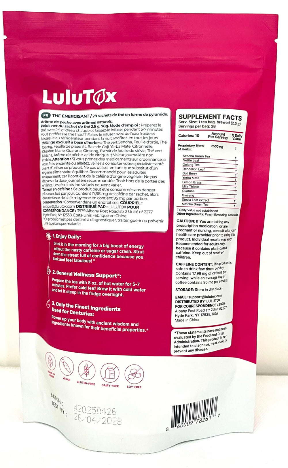 LULUTOX Detox Tea Peach brewing scene illustrates easy, daily tea routine.