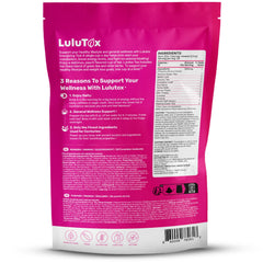 LULUTOX Detox Tea Peach ginger slices highlight natural flavor and digestive-friendly ingredients.