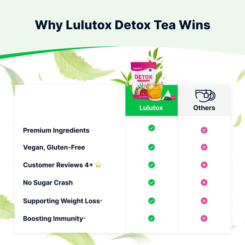 LULUTOX Detox Tea Peach hot beverage shot captures cozy mindful moment