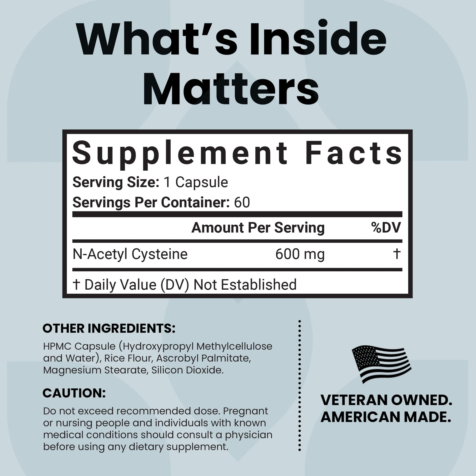 Luma Nutrition NAC 600 mg ingredients label emphasizes purity and minimal fillers.